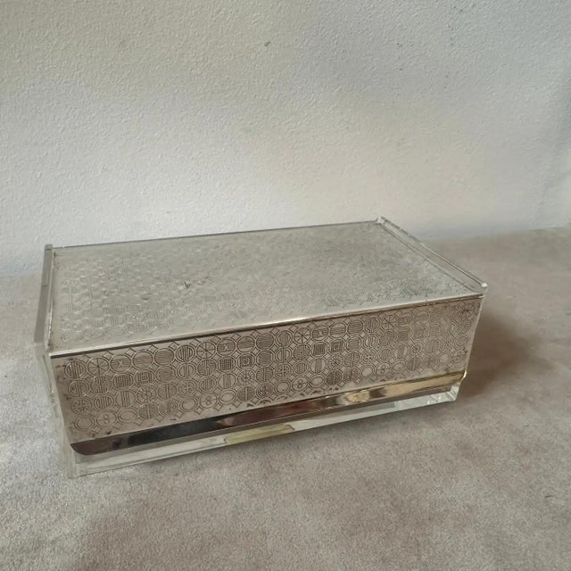 Modern 1980s Modern Silver Plated and Plexiglass Rectangular German Vanity Box For Sale - Image 3 of 10