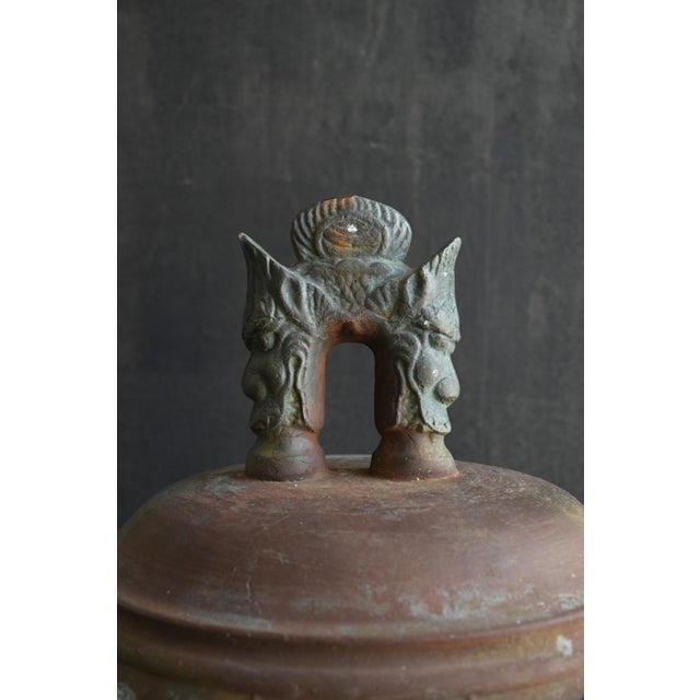 Antique Japanese Bronze Temple-Style Bell / Taisho-Showa / Hanging Bell, Patina For Sale - Image 11 of 18