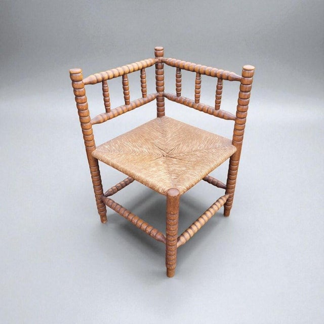 Wood Antique Dutch Bobbin Corner Chair in Oak, 1890s For Sale - Image 7 of 7