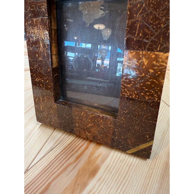 Vintage Italian Coconut-Shell Mosaic Picture Frame For Sale - Image 4 of 7