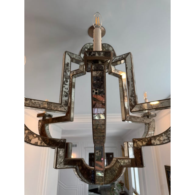 Niermann Weeks Lido Antiqued Mirror Chandelier – 6 Light – 38” Diameter For Sale - Image 9 of 18