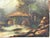 19th Century Antique Folk Art Oil Painting Scenic Church Bridge Setting, artist signed & dated For Sale - Image 5 of 10