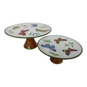 1007 Lynn Chase "Butterfly Paradise" Piece Stacking Cake Stands- Set of 2