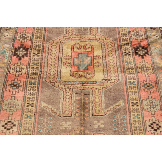 Light Brown Vintage Heriz Wool Rug With a Tribal Pattern in Peach Color For Sale - Image 11 of 11