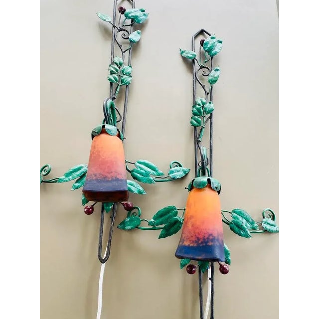 Muller Frères Wall Lights attributed to Muller Frères, 1890s, Set of 2 For Sale - Image 4 of 5