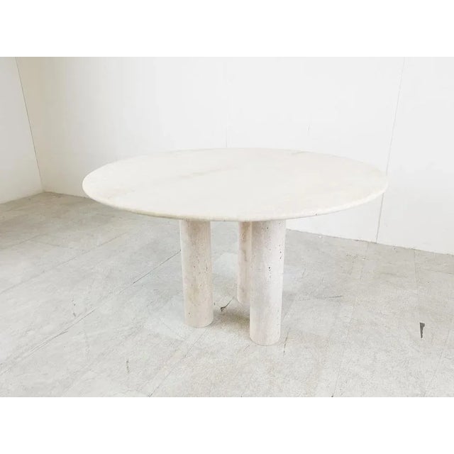 Stone Italian Round Travertine Dining Table, 1970s For Sale - Image 7 of 10