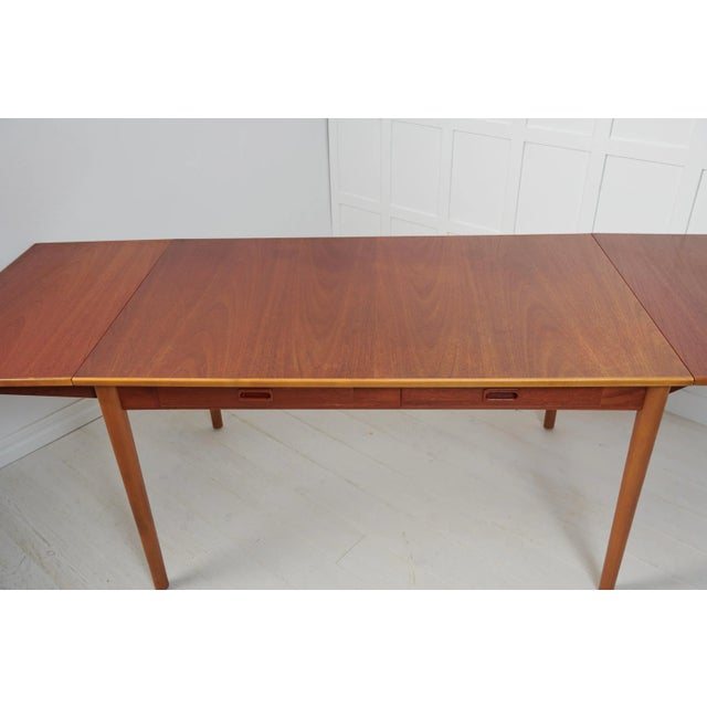 Wood Swedish Modern Teak and Beech Dining Table or Desk attributed to Nils Jonsson for Hugo Troeds, 1960s For Sale - Image 7 of 11