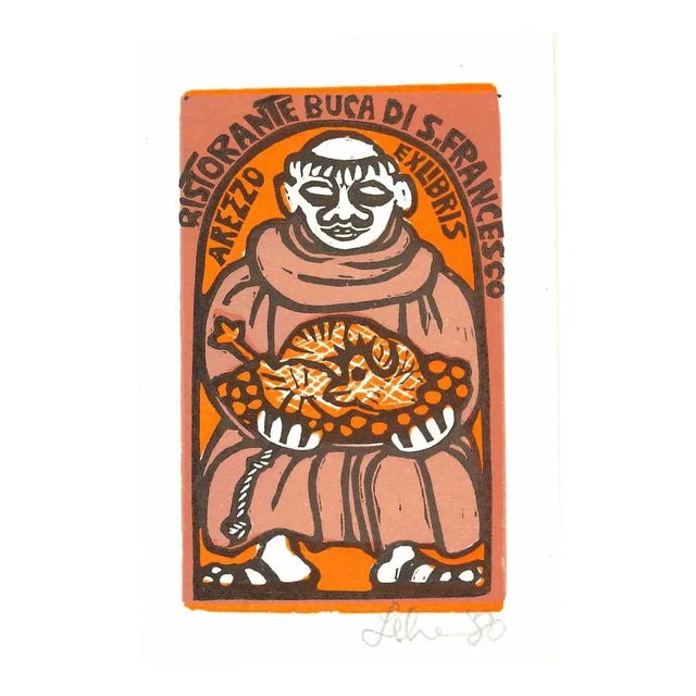 Ristorante Buca Di S. Francesco, Original Woodcut, 1980s For Sale