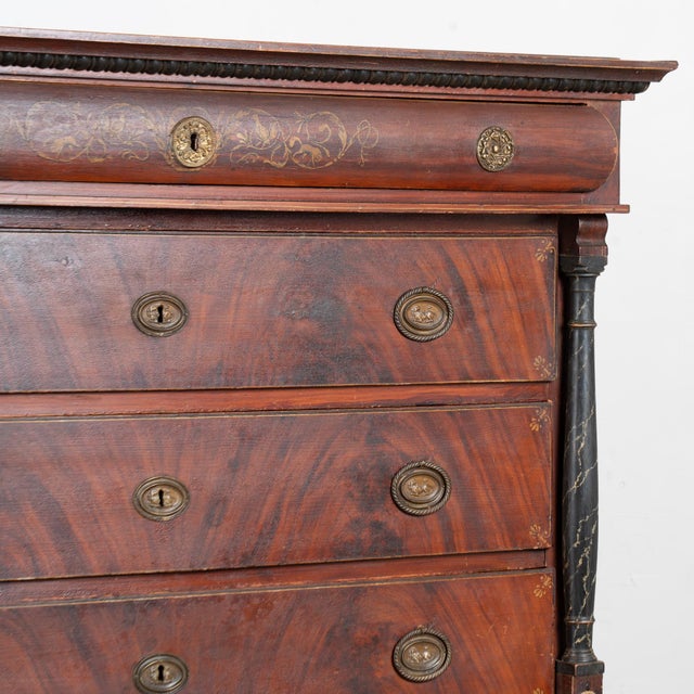 Early 19th Century Danish Pine Large Chest of Five Drawers With Original Painted Finish For Sale - Image 10 of 14