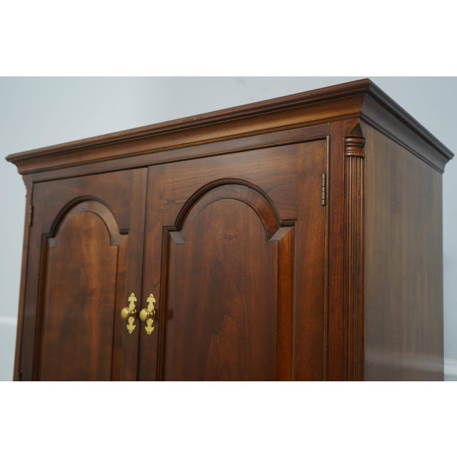 Brown 1990s Stickley Chippendale Cherry 2 Door Bedroom Armoire For Sale - Image 8 of 18