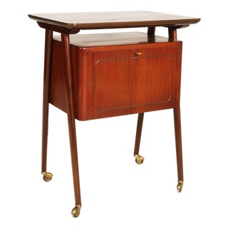 Mid-Century Teak Bar Cart attributed to Ico Parisi for Mim Roma, 1950s For Sale