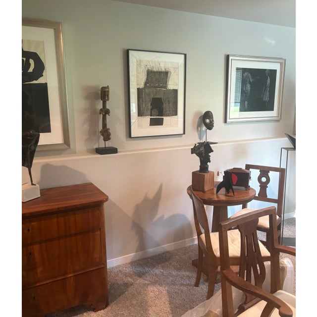 Handsome black and white geometric abstract lithograph numbered 8/15, titled “Landscape Bannes”, and signed D. Scunio in...