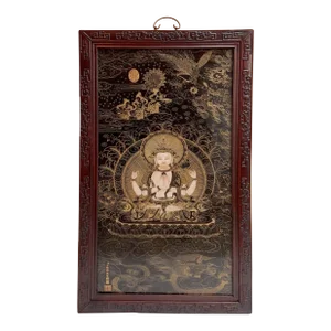 Chinese Framed Porcelain Buddhist Temple Plaque Bodhisattva Chenrezig