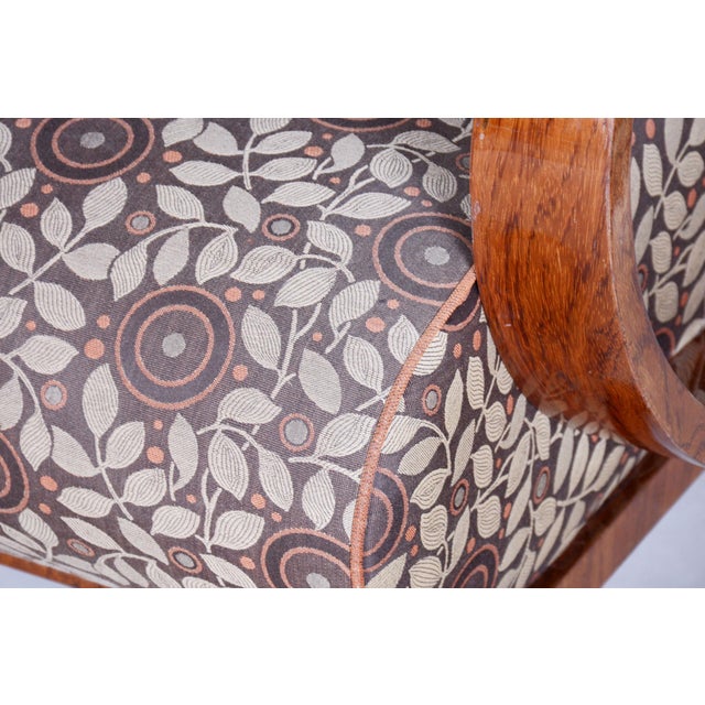 Brown Art Deco Czech High Gloss Armchairs with Backhausen Fabric, 1920s, Set of 2 For Sale - Image 8 of 11