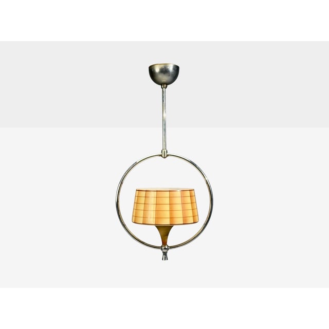 Swedish Modern, Pendant Light, Glass, Metal, Sweden, 1930s A modernist pendant light designed and produced in Sweden in...