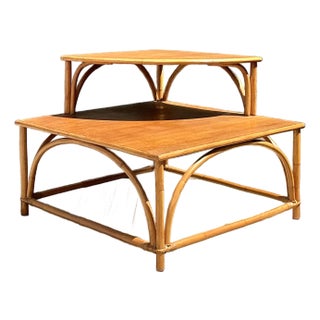 Vintage MCM Stacked Corner Table For Sale