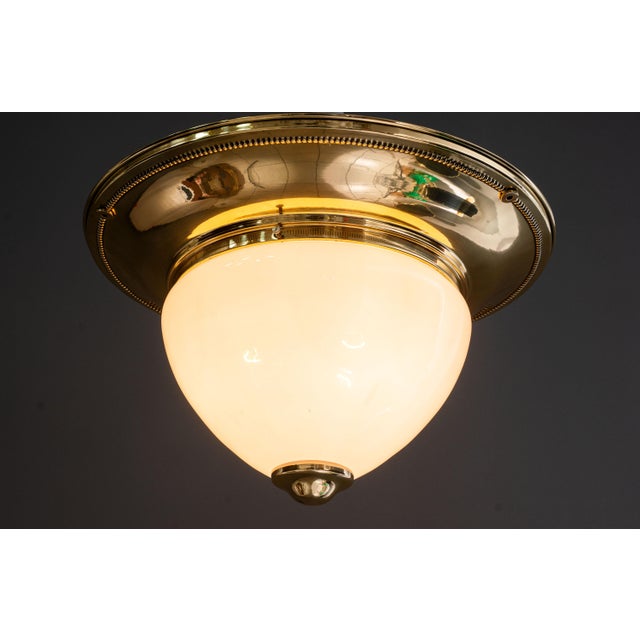 Metal Large Art Deco Ceiling Lamp with Opal Glass Shade, Vienna, 1920s For Sale - Image 7 of 18