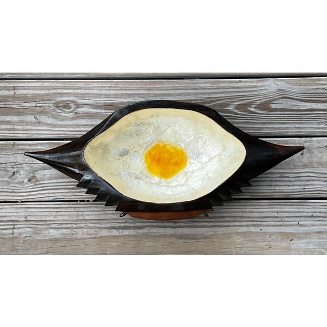 Mid 20th Century Vintage Coastal Capiz Crab Serving Set For Sale - Image 5 of 9