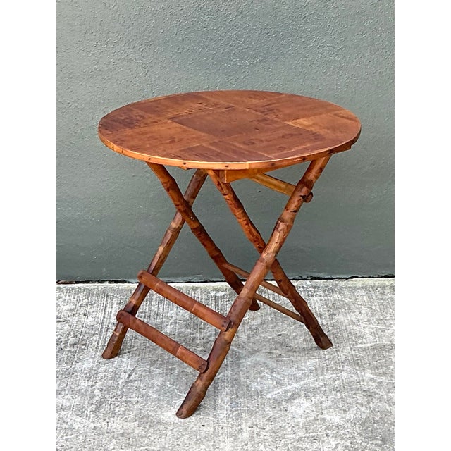 Vintage Split Bamboo Folding Table For Sale - Image 10 of 12