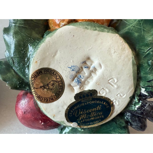 Vintage Italian Capodimonte Ceramic Fruit Candle Holders by Visconti Mollica For Sale - Image 12 of 15