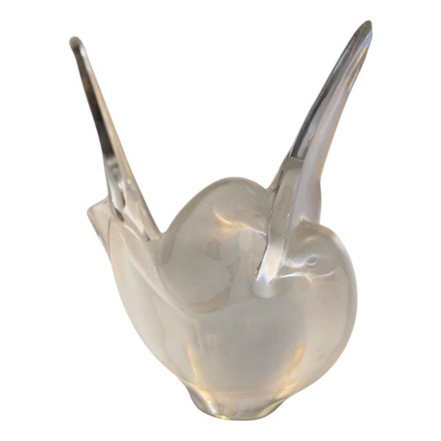 Frosted Crystal Vase fom Lalique, France, 1956 For Sale