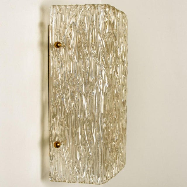 Wave Textured Glass Gold Wall Lights attributed to J. T. Kalmar for Kalmar, 1970s, Set of 2 For Sale - Image 11 of 15