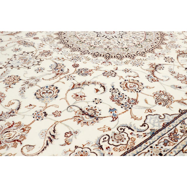 2020s Persian Nain Silk & Wool Ivory Area Rug- 6'10" X 10' 3" For Sale - Image 5 of 6