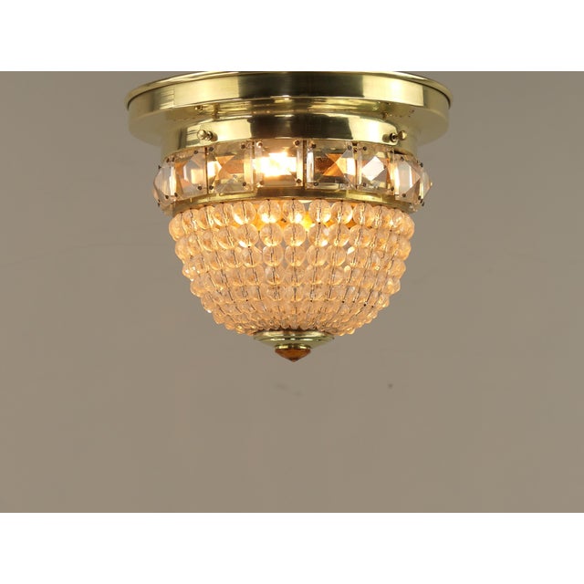 Art Deco Brass Ceiling Light with Faceted Crystal Glass Beads, Austria, 1920s For Sale - Image 4 of 9