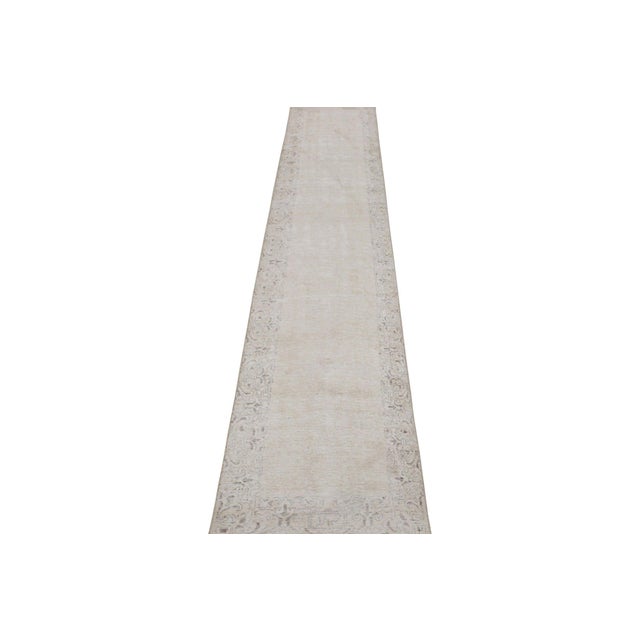 Rug & Kilim Vintage Overdyed Persian Runner Rug in Beige-Brown Open Field, From Rug & Kilim For Sale - Image 4 of 7