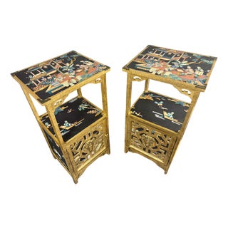 Pair of Late 20th Century Chinoiserie Nightstands / Cabinets For Sale