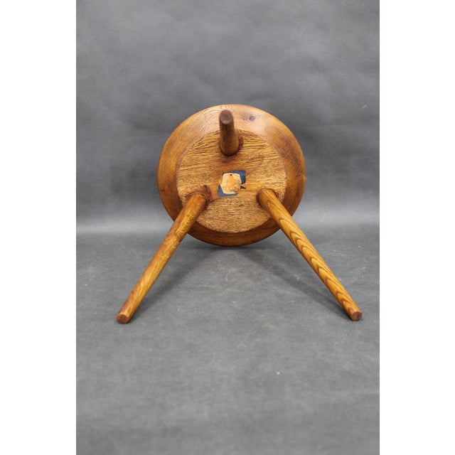 Mid-Century Czech Oak Tripod Stools attributed to Uluv, 1960s, Set of 2 For Sale - Image 10 of 13