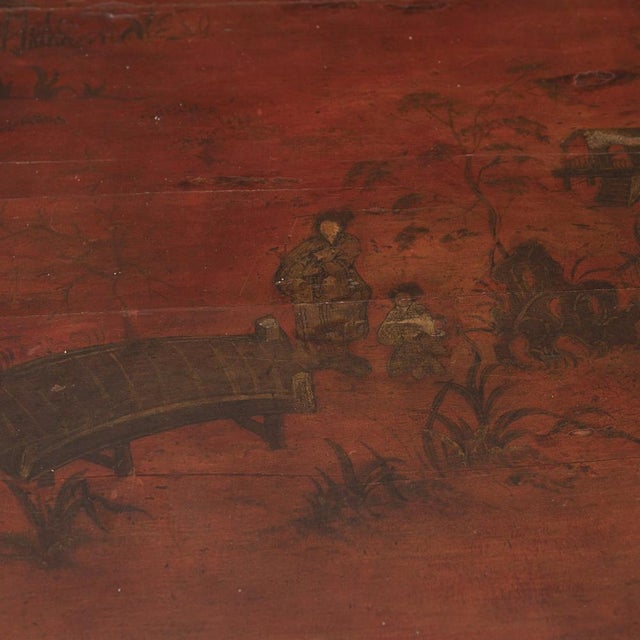 Wood Antique Red Lacquered Centre Table, 1830 For Sale - Image 7 of 18