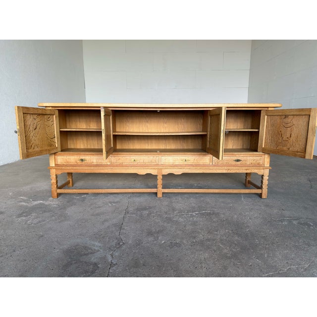 Mid-Century Danish Brutalist Sideboard in Oak by Henning Kjærnulf, 1960s For Sale - Image 4 of 15