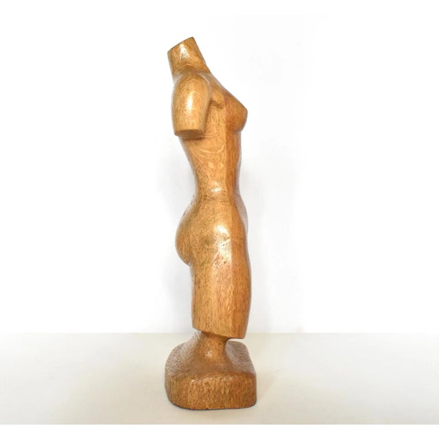 Mid-Century Modern Original Wood Female Torso Sculpture Signed Robert Clifton For Sale In San Francisco - Image 6 of 9