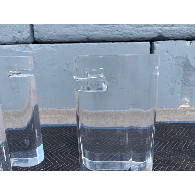 Large Karl Springer Attributed Lucite Leg Coffee Table, Glass, 1980s For Sale - Image 13 of 18