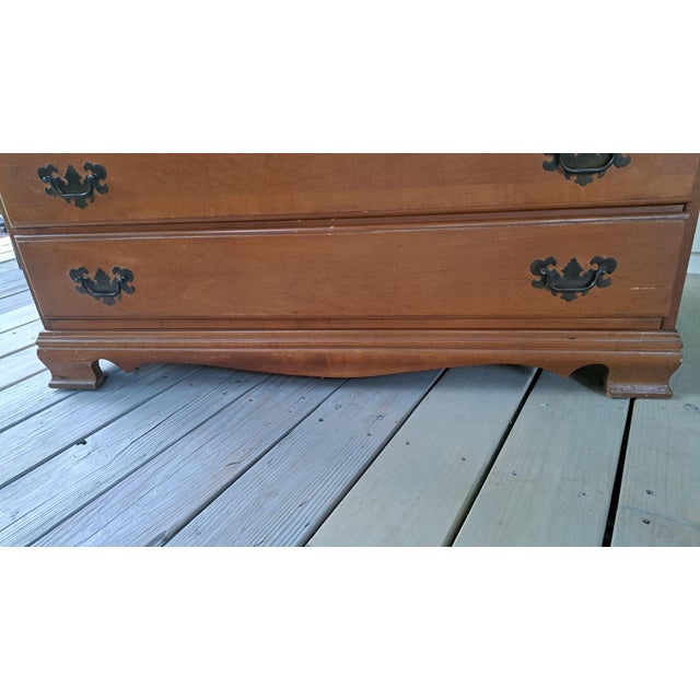 Antique Gov Winthrop Drop Front Secretary Desk Maple 4 Drawer Slant Front Chippendale Style For Sale - Image 10 of 13