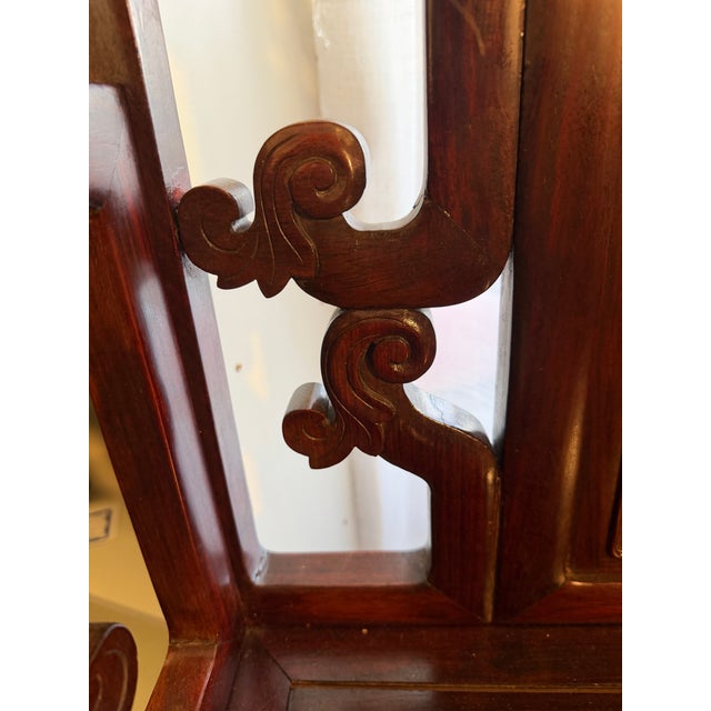 Wood Antique Qing Dynasty Style Hand Carved Solid Rosewood Chairs a Pair For Sale - Image 7 of 12