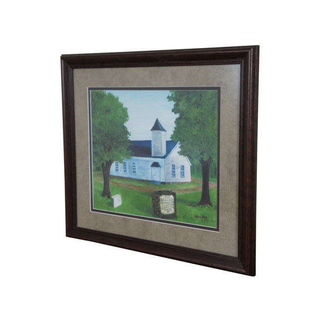 Late 20th century print depicting a view of the cornerstone and chapel building of Smith's Chapel Cemetery in Cookville,...