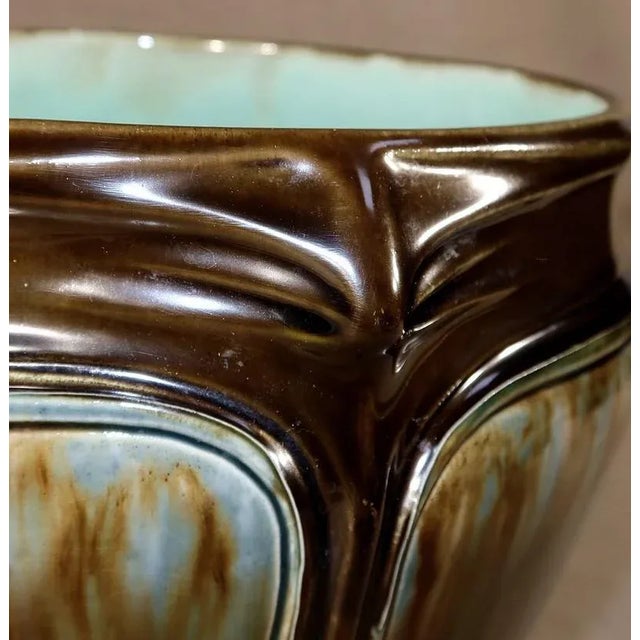 Blue Art Nouveau Earthenware Cache-Pot or Bowl in the style of H. Guimard, 1900s For Sale - Image 8 of 12