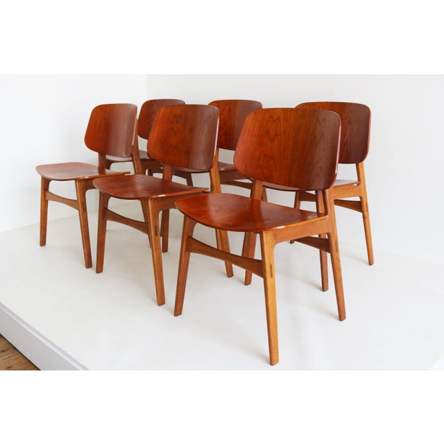Danish Model 155 Shell Chairs by Børge Mogensen for Soborg, 1950, Set of 6 For Sale - Image 9 of 14