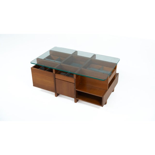Mid-Century Modern Coffee Table with Wood and Glass Compartments, Italy, 1970s For Sale - Image 4 of 14