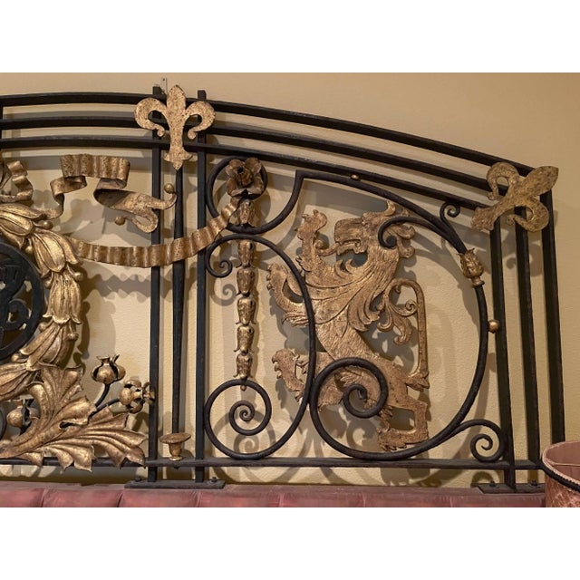Late 18th Century 18th Century French Louis XVI Wrought Iron and Bronze King Size Headboard For Sale - Image 5 of 13