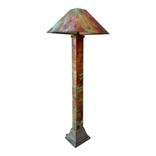1980's Arts and Craft Style Textured Copper Floor Lamp For Sale