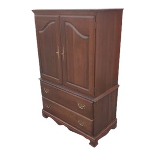Vintage Solid Cherry Traditional Style Armoire With Drawers For Sale