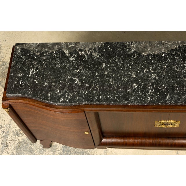 1930s French Art Deco Rosewood Sideboard With Black Marble Top For Sale - Image 4 of 18