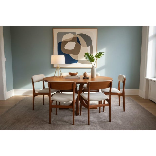 Round Danish Dining Table in Teak with Column Base, 1960s For Sale - Image 10 of 16