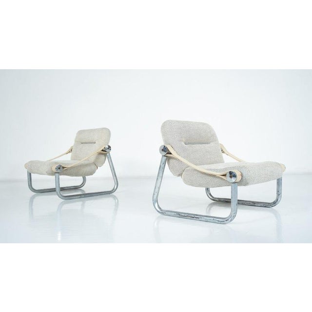 1960s Upholstered Tubular Chrome Lounge Chairs, Italy, 1960s, Set of 2 For Sale - Image 5 of 14