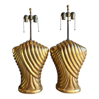 Vintage Boho Gilt Wood Swag Torso Lamps - A Pair For Sale