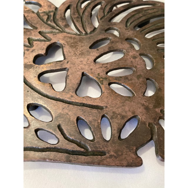 Farmhouse Vintage Copper Chicken Trivet Folk Art Design For Sale - Image 3 of 12