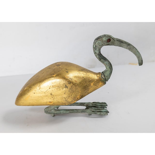 Mid 20th Century Mid-Century Egyptian Style Verdigris Bronze and Giltwood Ibis Figure For Sale - Image 5 of 10